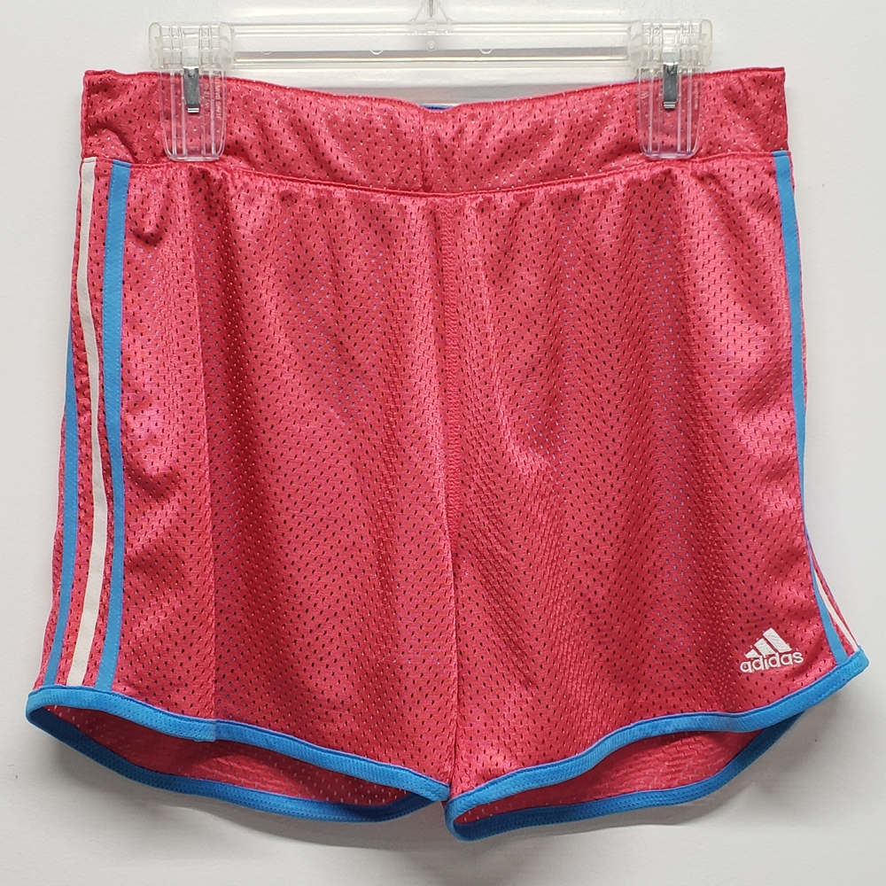 Adidas Running Shorts Marathon '10 Womens Size M Red Mesh 3-Stripe Side Lined